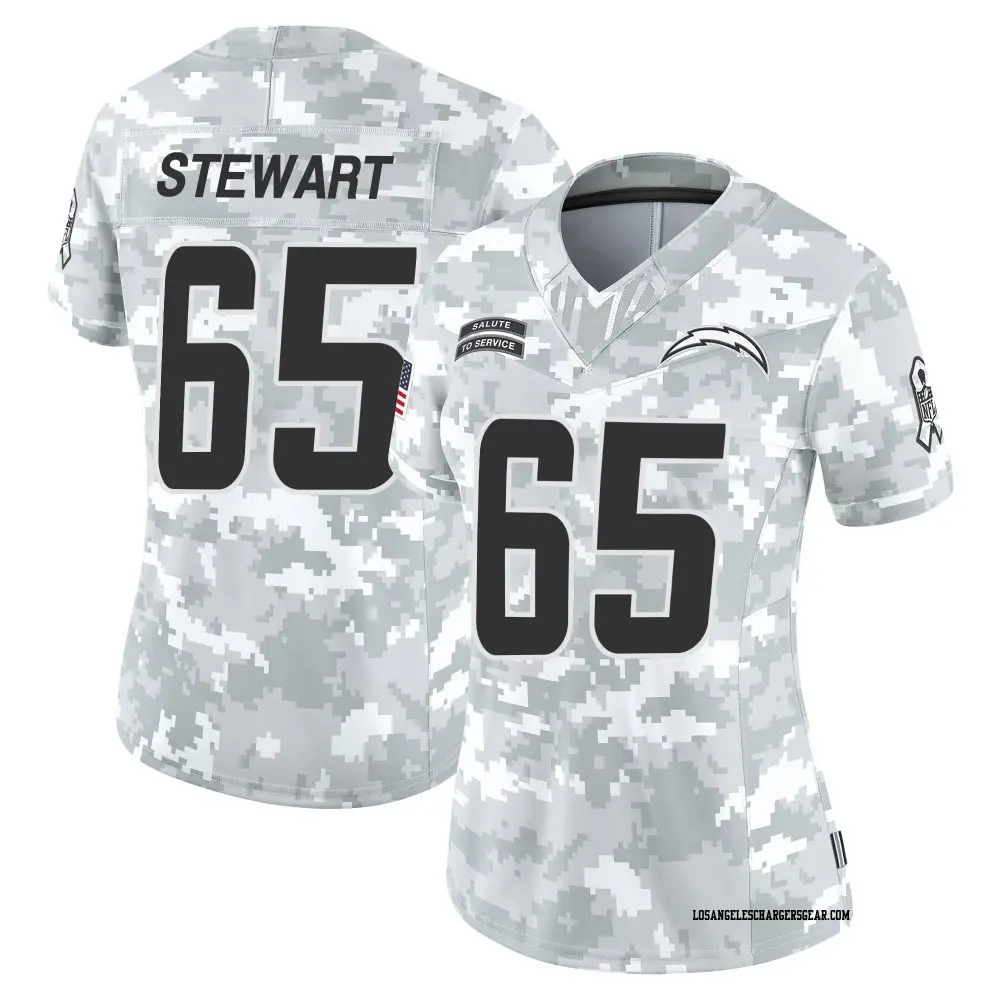 Limited Arctic Camo Women's Corey Stewart Los Angeles Chargers 2024 Salute to Service Jersey
